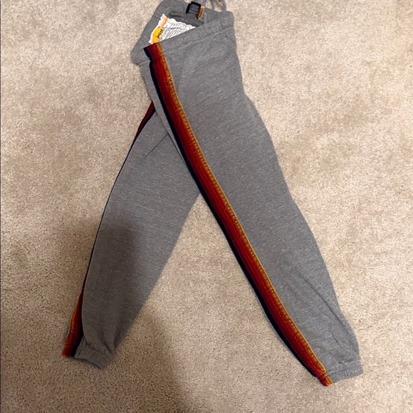 Aviator Nation Gray Cropped Pants with Rainbow Stripes - Picture 5 of 6
